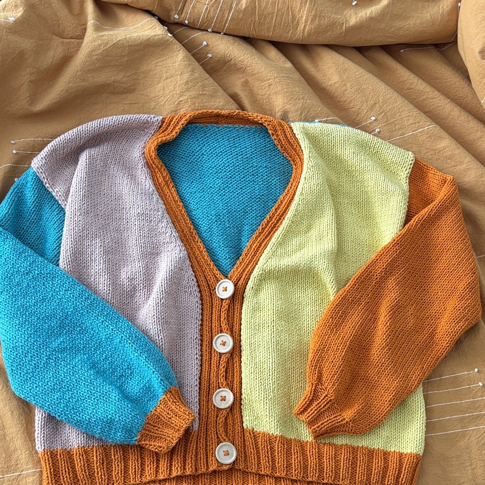 Colorblock Cardigan with Button Front (handmade)